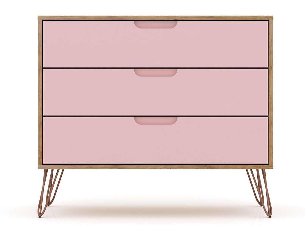 Girl's Bedroom 3-Drawer Dresser, Pink