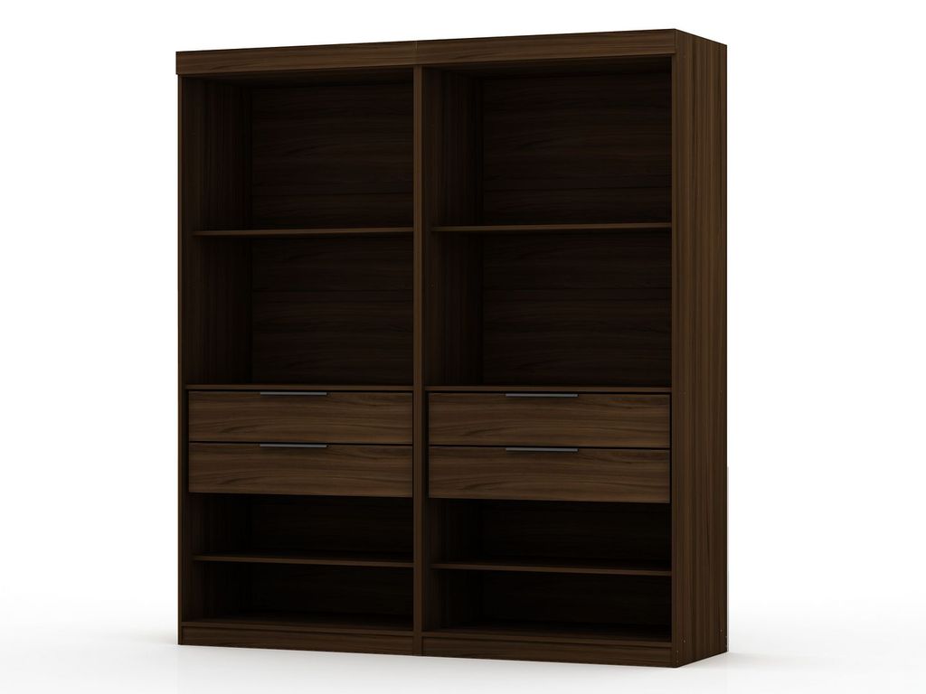 Preview image for Mulberry Open 2 Sectional Modern Wardrobe Closet With 4 Drawers - Set Of 2 In Brown