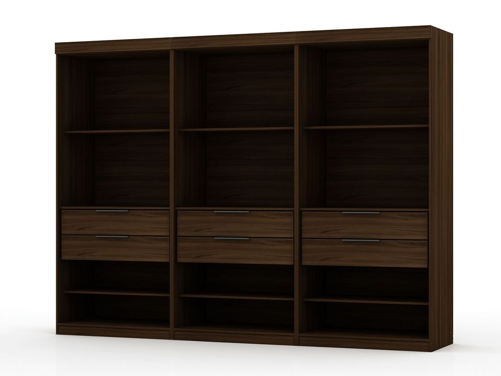 Preview image for Mulberry Open 3 Sectional Modem Wardrobe Closet With 6 Drawers - Set Of 3 In Brown