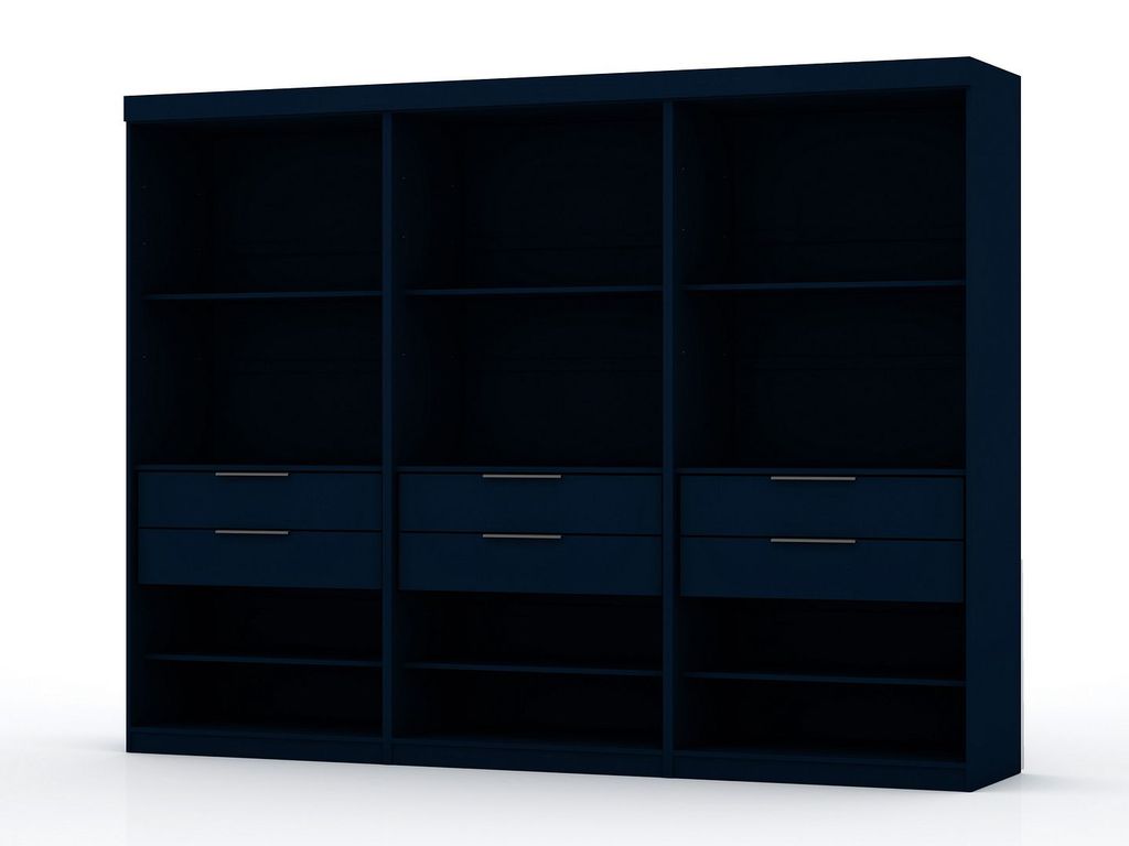 Preview image for Mulberry Open 3 Sectional Modem Wardrobe Closet With 6 Drawers - Set Of 3 In Tatiana Midnight Blue