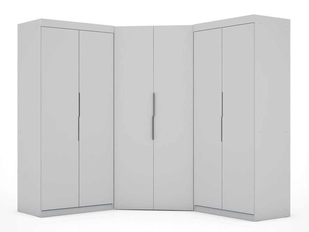 Mulberry 3.0 Sectional Modern Wardrobe Corner Closet With 4 Drawers - Set Of 3 In White