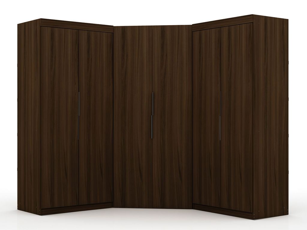 Mulberry 3.0 Sectional Modern Wardrobe Corner Closet With 4 Drawers - Set Of 3 In Brown