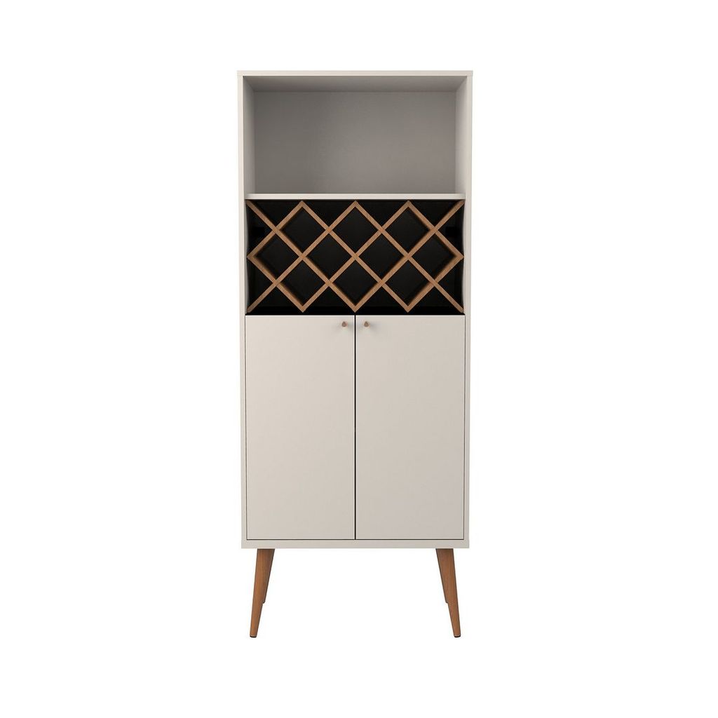 Preview image for Utopia 10 Bottle Wine Rack China Storage Closet With 4 Shelves In Off White And Maple Cream