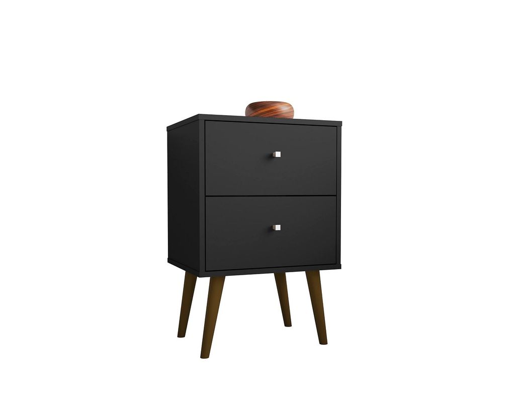 Liberty Mid-Century Modern Nightstand 2.0 With 2 Full Extension Drawers In Black