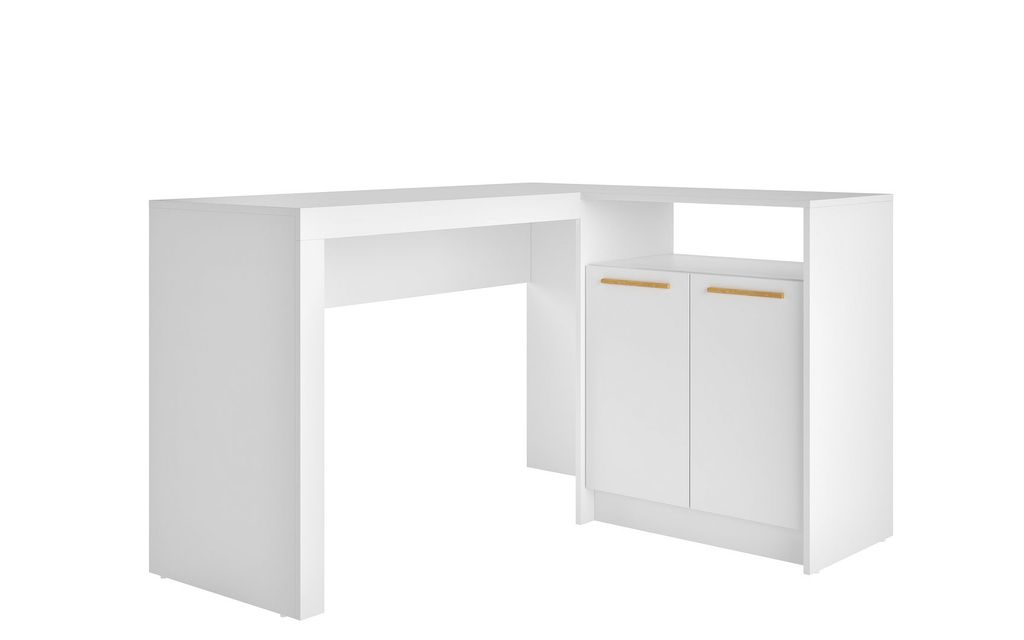 Kalmar L-Shaped Office Desk With Inclusive Cabinet In White