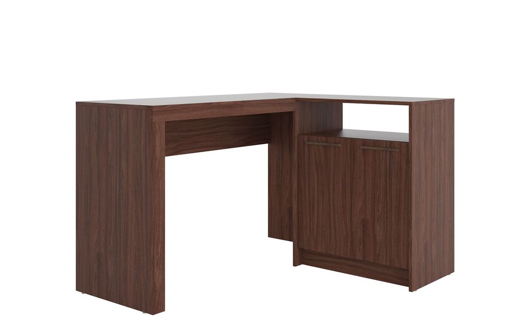 Preview image for Kalmar L-Shaped Office Desk With Inclusive In Dark Brown