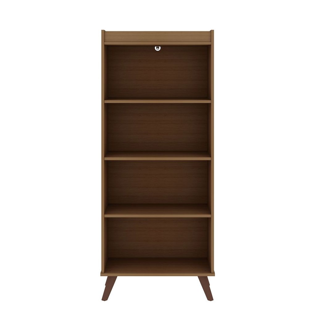 Hampton 4-Tier Bookcase With Solid Wood Legs In Maple Cream