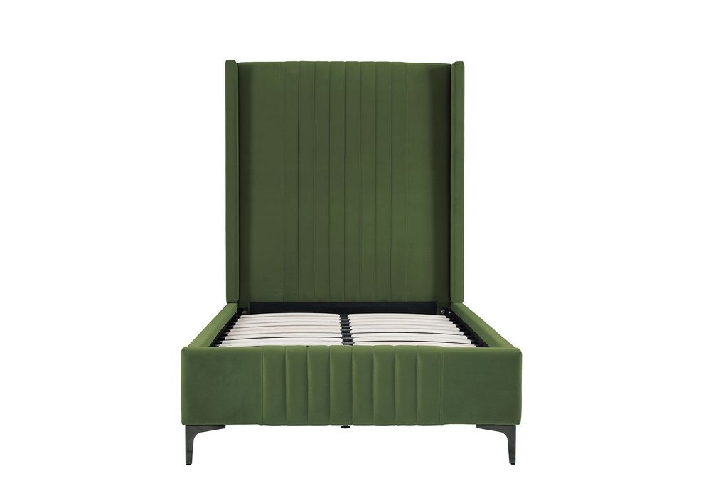 Preview image for Promenade Mid-Century Modern Velvet Upholstered Twin-Size Bed In Moss Green