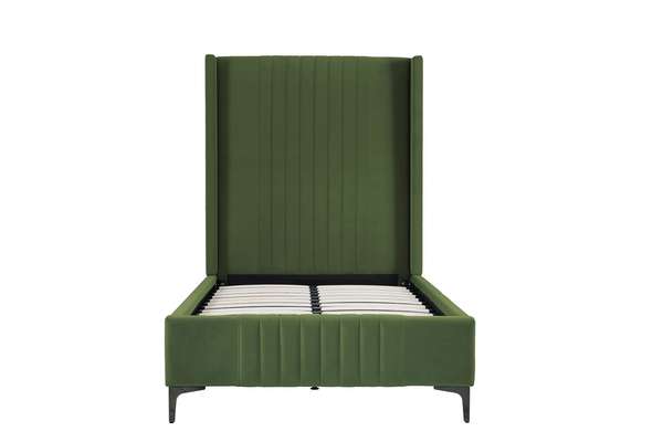 Promenade Mid-Century Modern Velvet Upholstered Twin-Size Bed In Moss Green