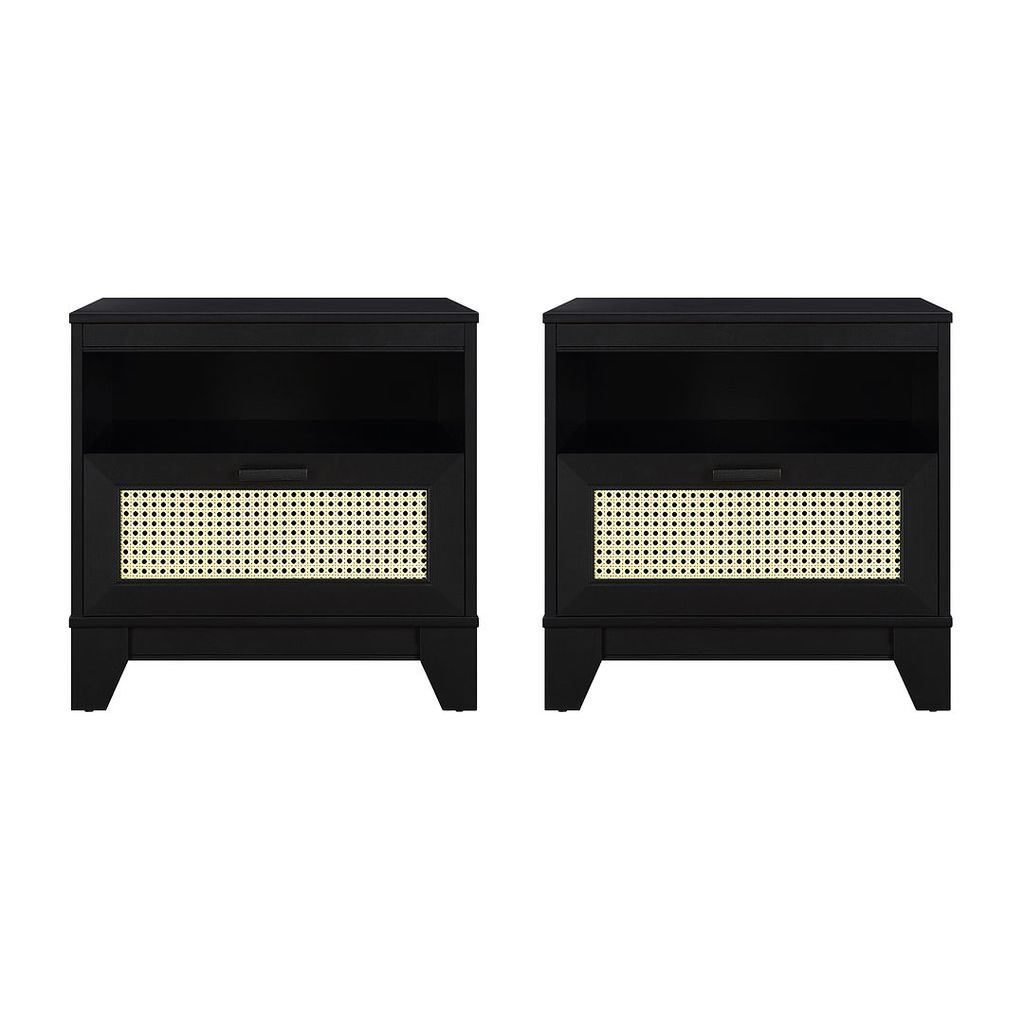 Preview image for Sheridan Modern Cane Nightstand In Black- Set Of 2