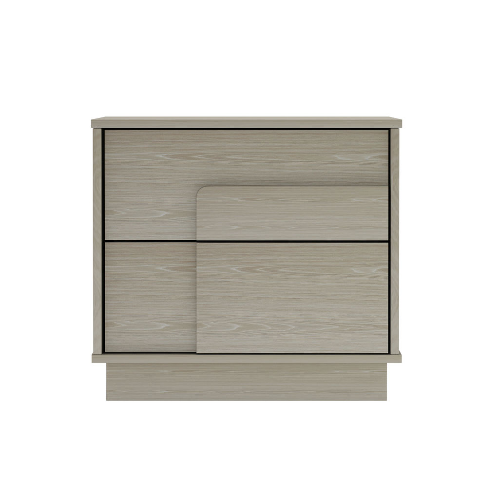 Horizon Modern Nightstand With 2 Push To Open/Full Extension Drawers In Whitewashed Oak