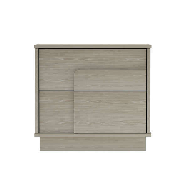Horizon Modern Nightstand With 2 Push To Open/Full Extension Drawers In Whitewashed Oak
