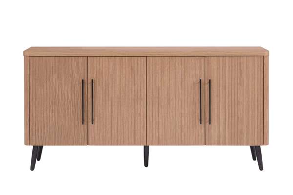 Jodie Mid-Century Modern Sideboard With 8 Adjustable Shelves In Maple