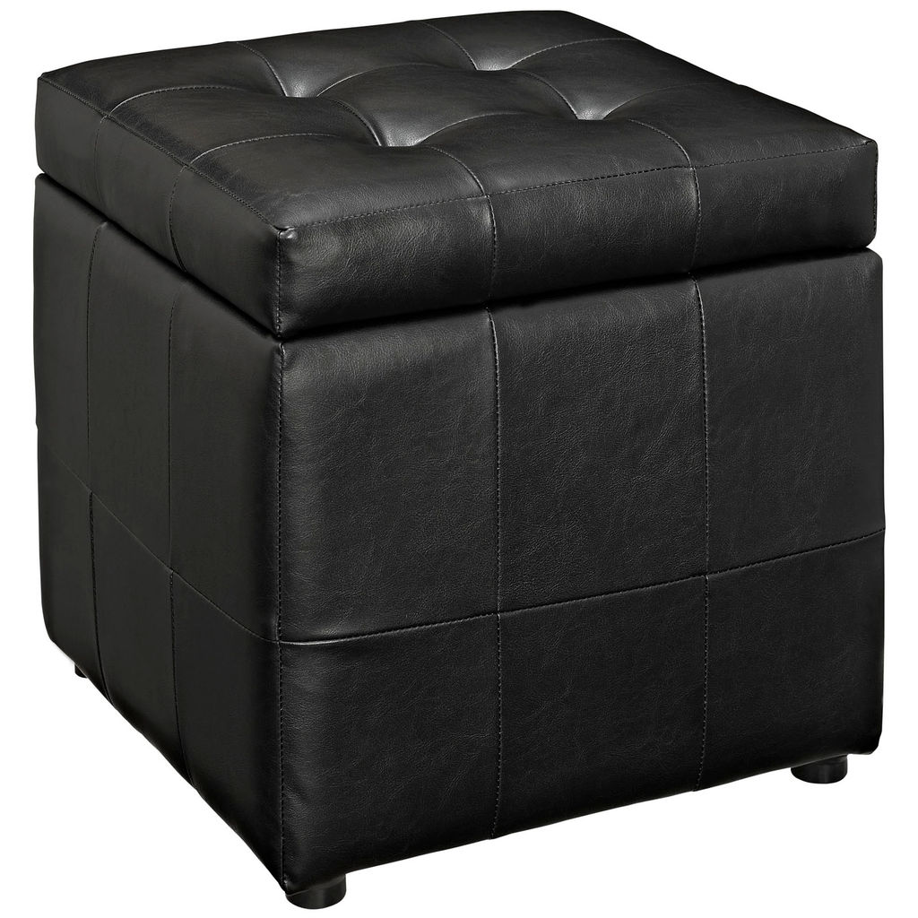 Preview image for Volt Storage Upholstered Vinyl Ottoman In Black