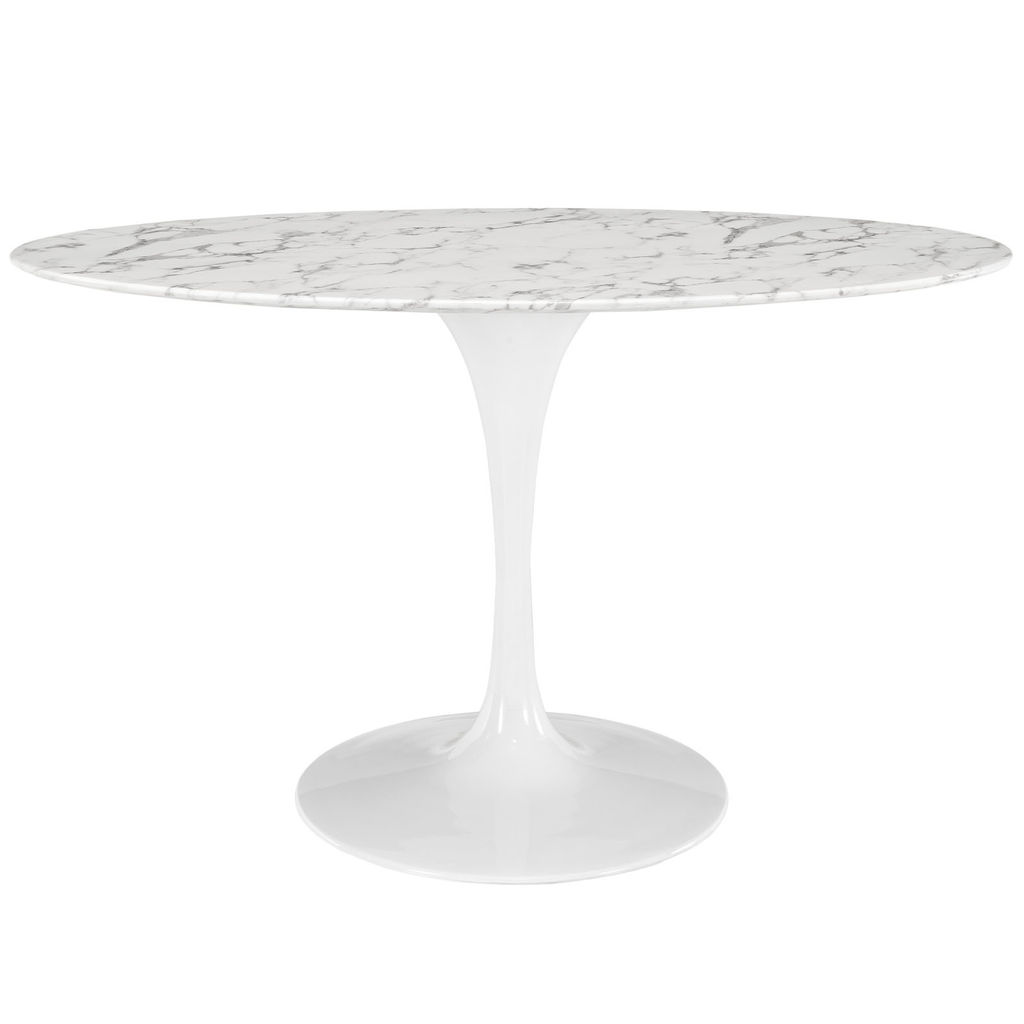 Lippa 54" Oval Artificial Marble Dining Table In White