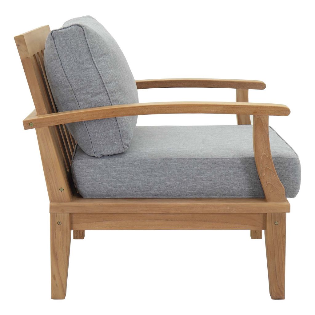 Marina Outdoor Patio Teak Armchair In Natural Gray