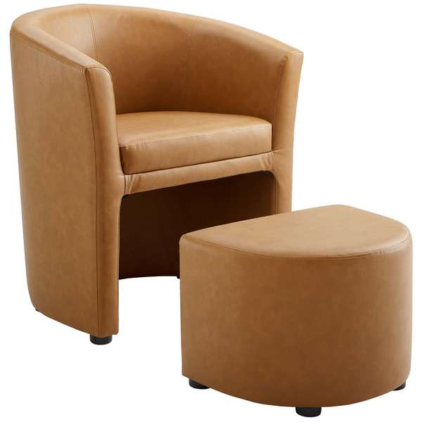 Divulge Armchair And Ottoman In Tan