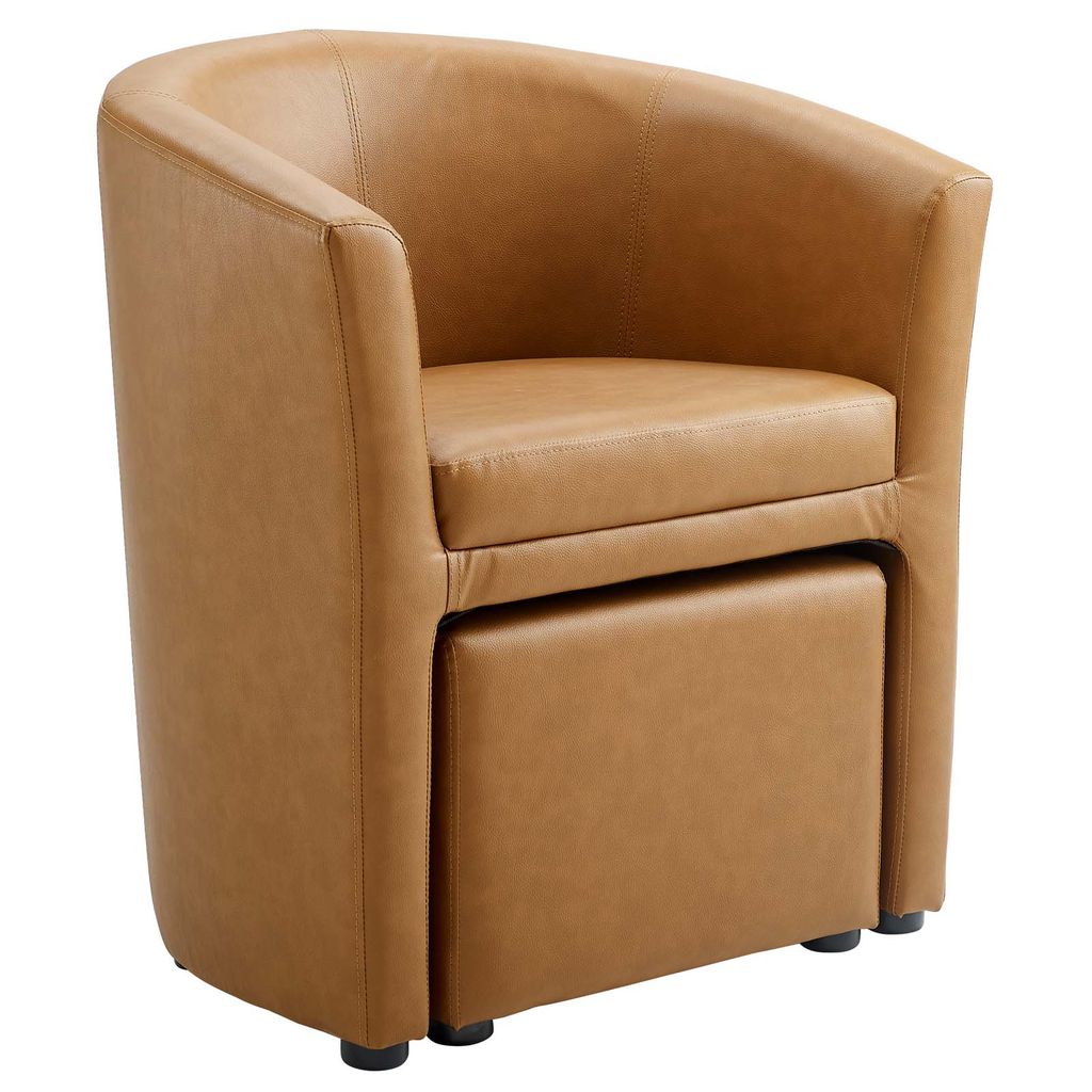 Divulge Armchair And Ottoman In Tan