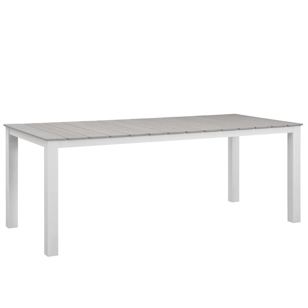 Preview image for Maine 80" Outdoor Patio Dining Table In White Light Gray
