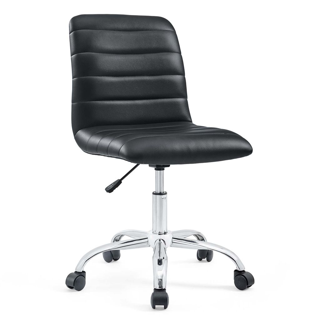 Ripple Armless Mid Back Vinyl Office Chair In Black
