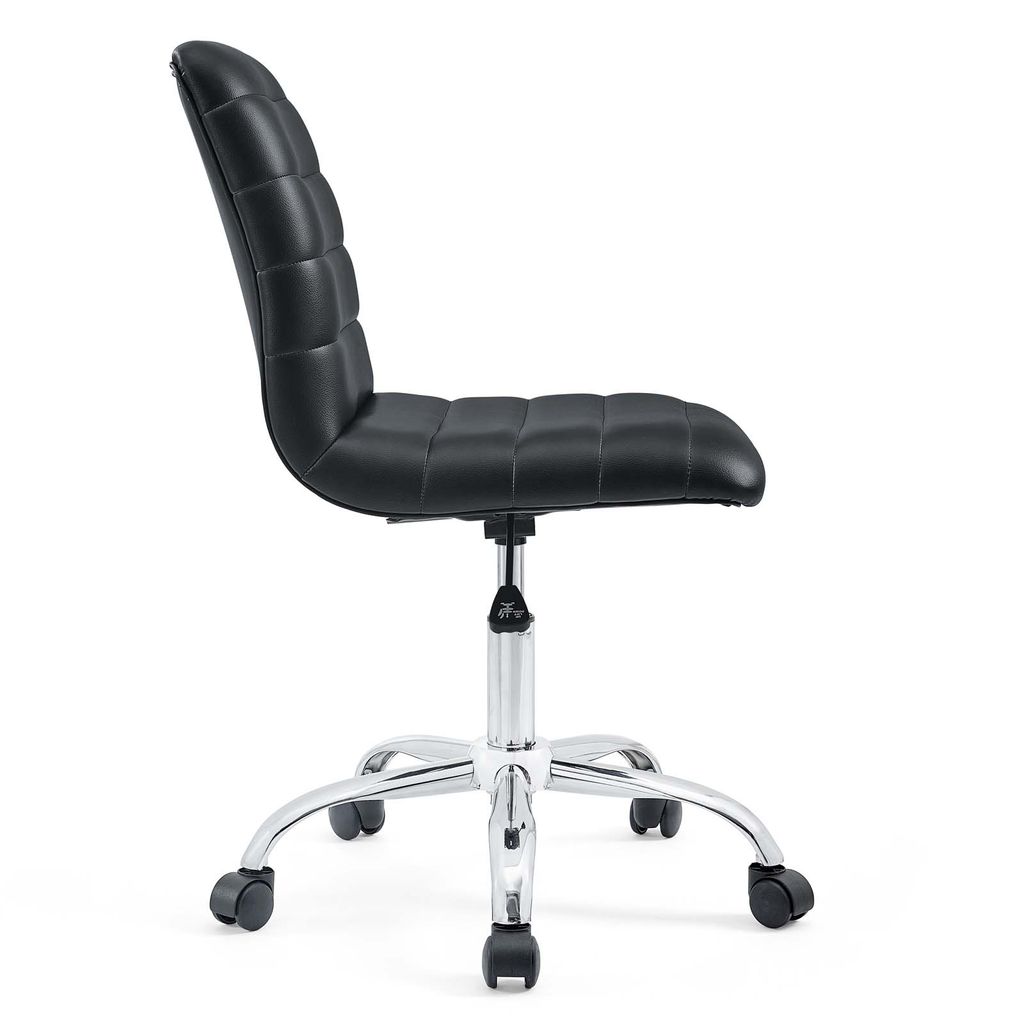 Ripple Armless Mid Back Vinyl Office Chair In Black