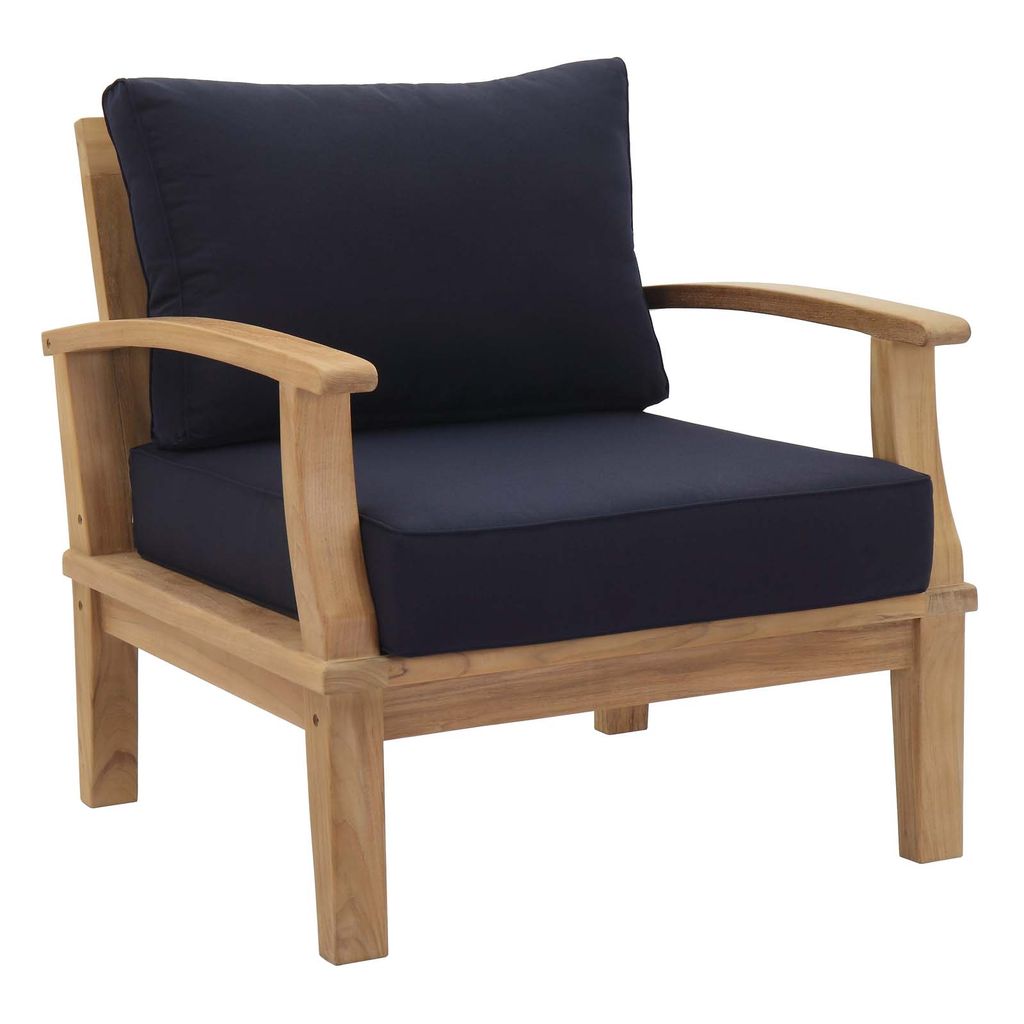 Marina 4 Piece Outdoor Patio Teak Set In Natural Navy