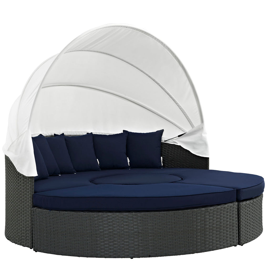 Preview image for Outdoor Patio Sunbrella Daybed, Navy Canvas, 86.5" X 86.5" X 70"