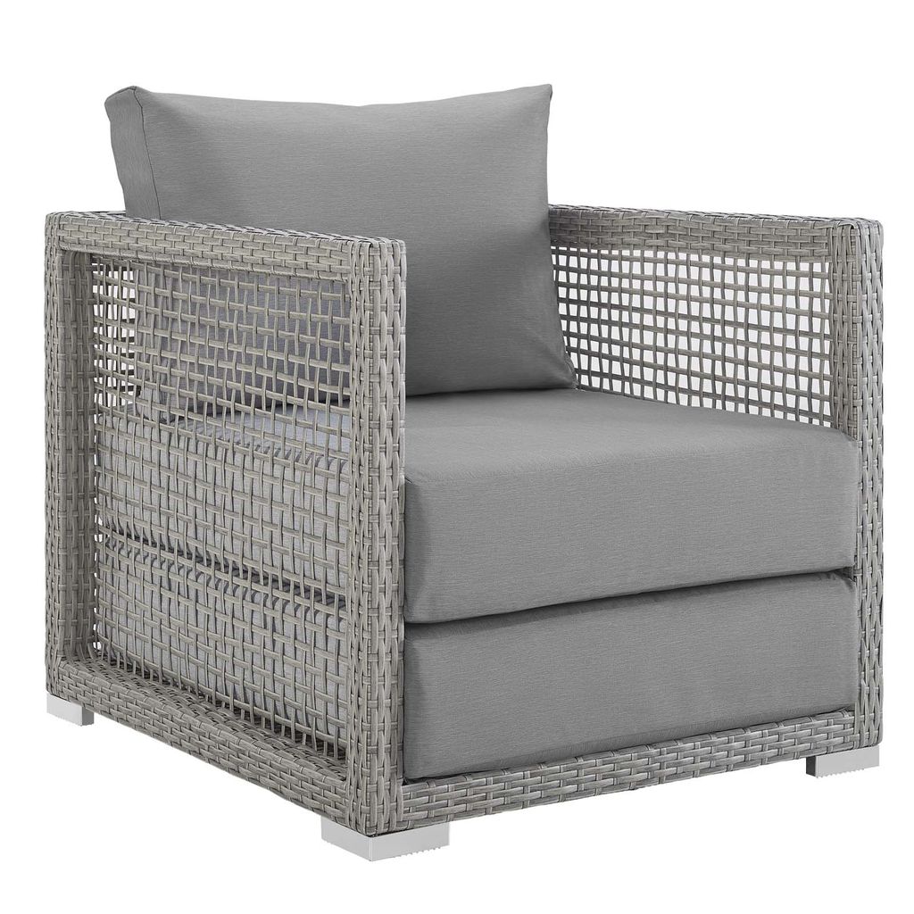 Aura 4 Piece Outdoor Patio Wicker Rattan Set In Gray Gray