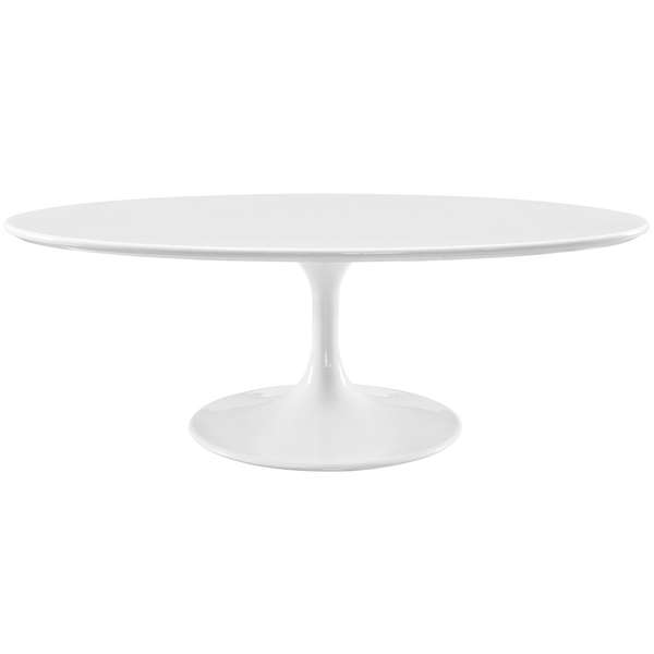 48" Oval-Shaped Wood Top Coffee Table In White