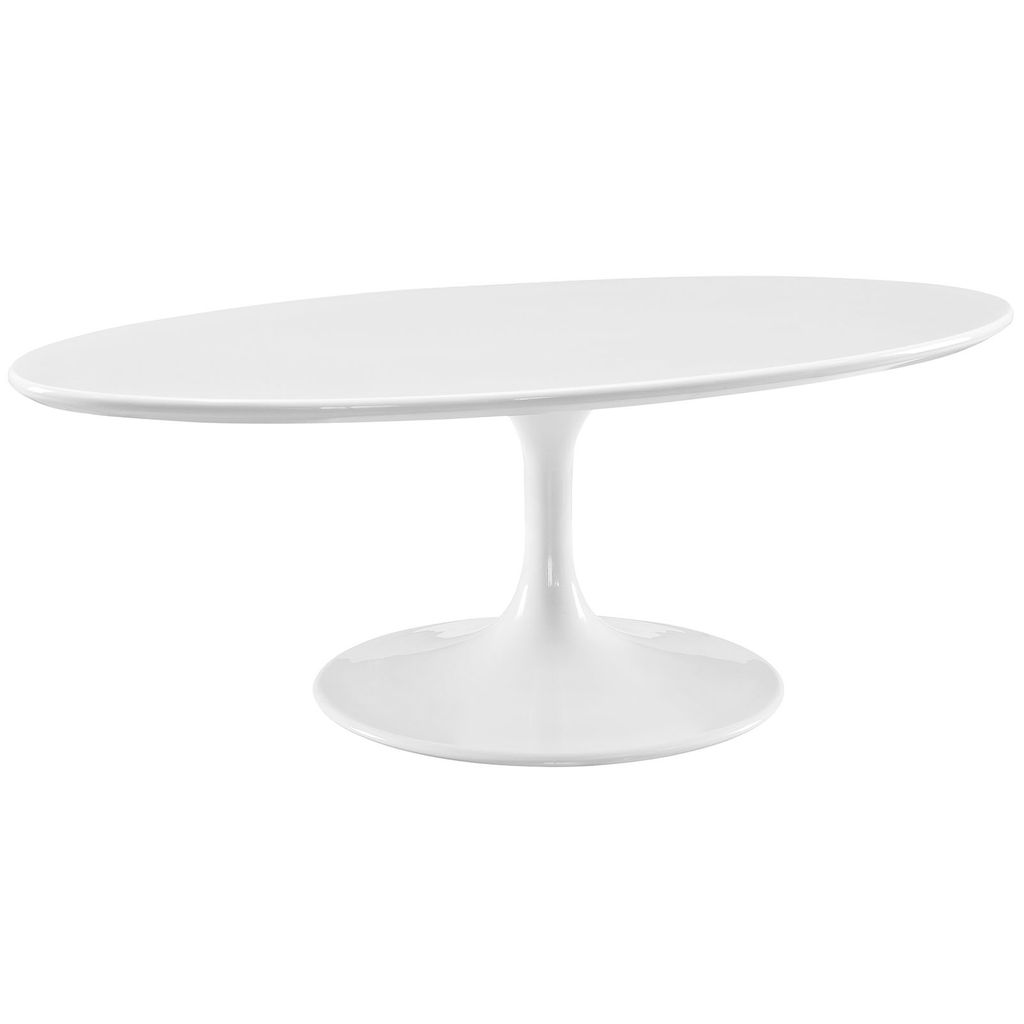 48" Oval-Shaped Wood Top Coffee Table In White