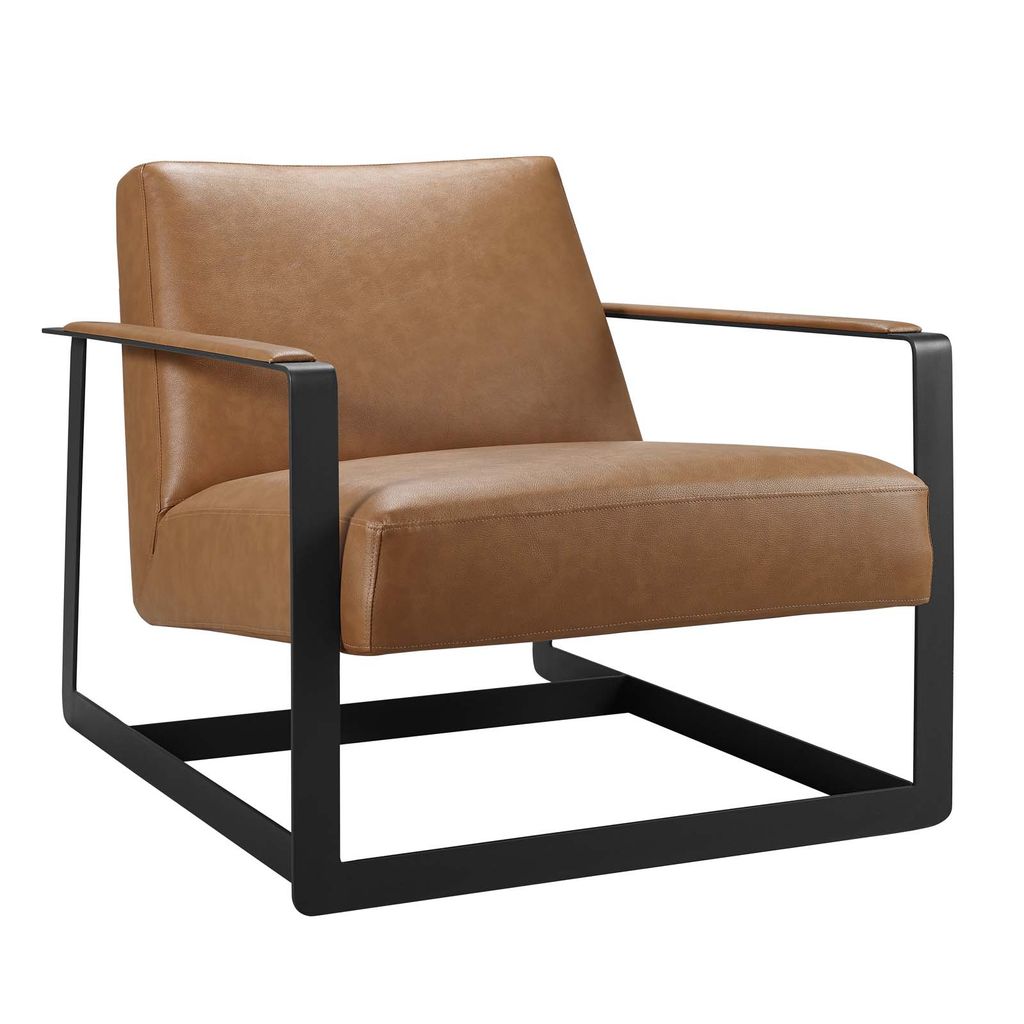 Seg Vegan Leather Accent Chair In Tan