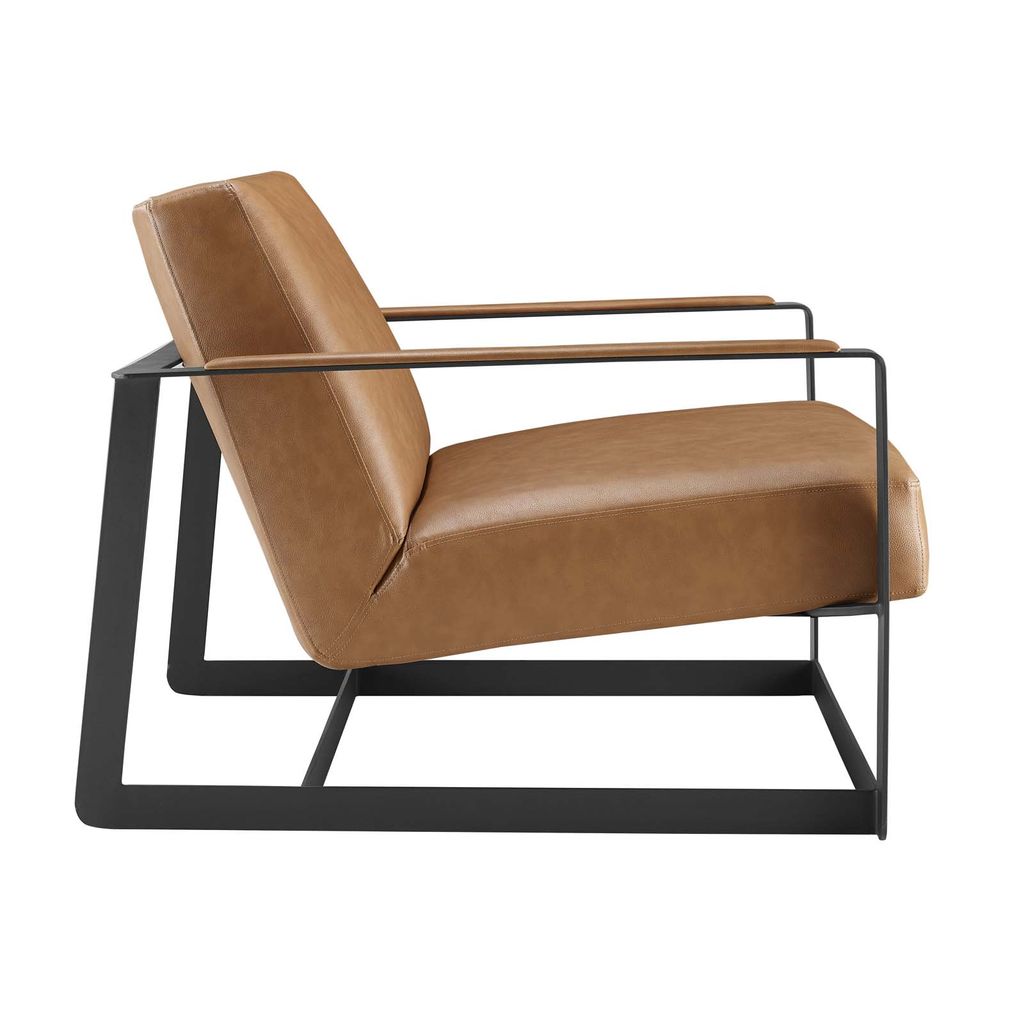Seg Vegan Leather Accent Chair In Tan
