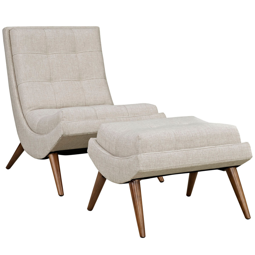 Ramp Upholstered Fabric Lounge Chair Set In Sand