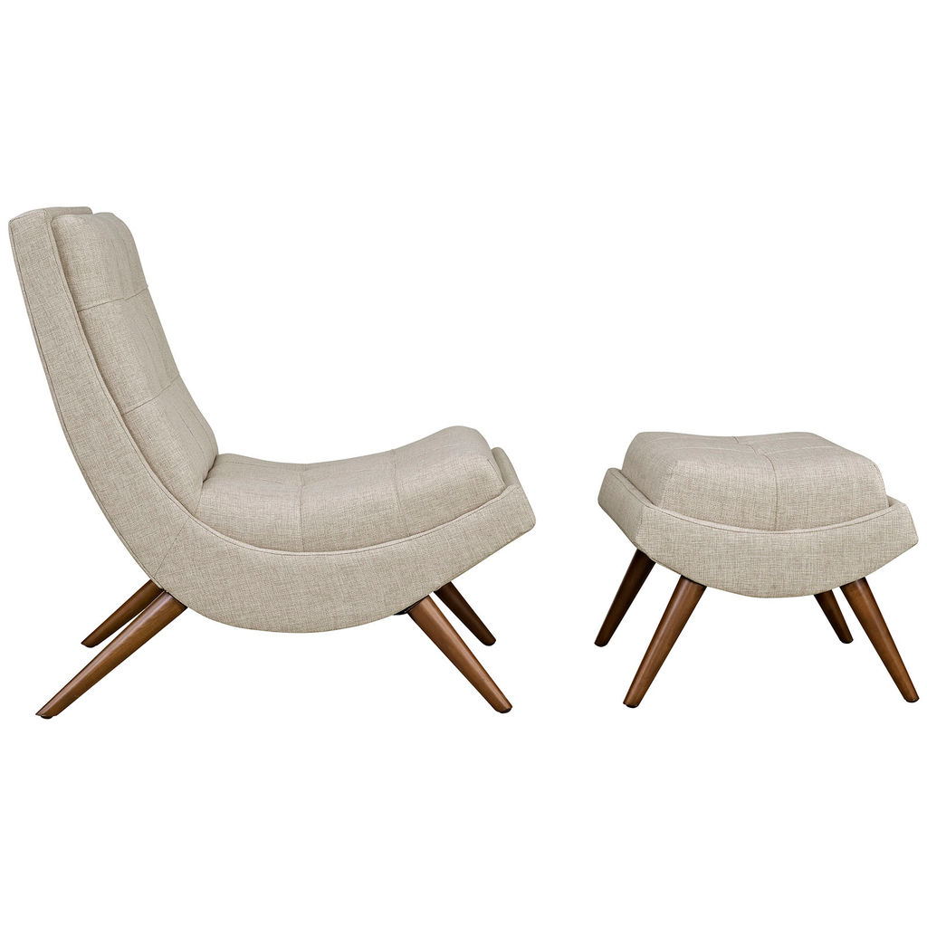 Ramp Upholstered Fabric Lounge Chair Set In Sand