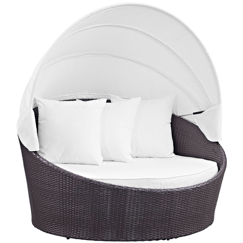 Preview image for Canopy Outdoor Patio Daybed, Espresso/White, 63" X 63" X 54.5"