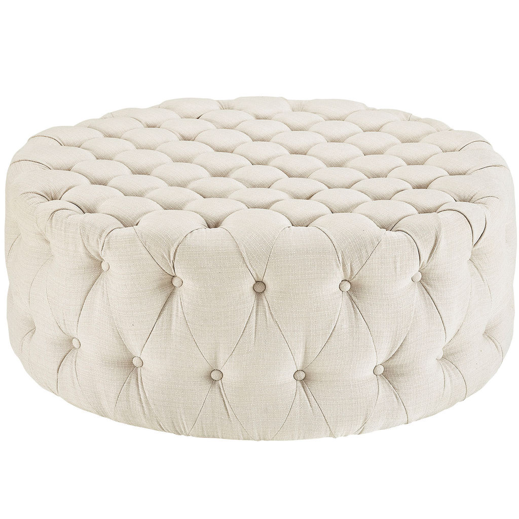 Preview image for Amour Upholstered Fabric Ottoman In Beige