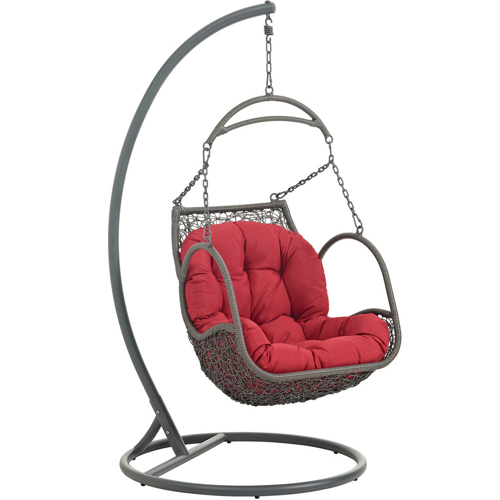 Preview image for Patio Wood Swing Chair with Stand, Red