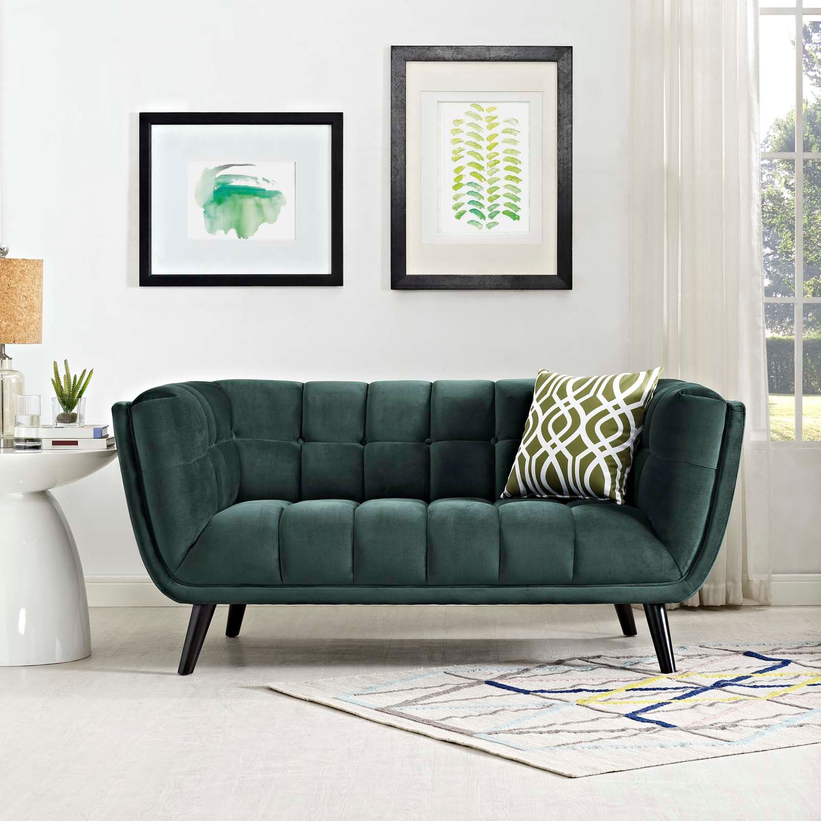 Preview image for Bestow Performance Velvet Loveseat In Green