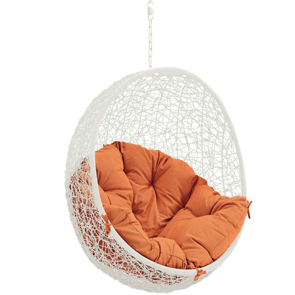 Hide Outdoor Patio Swing Chair Without Stand In White Orange