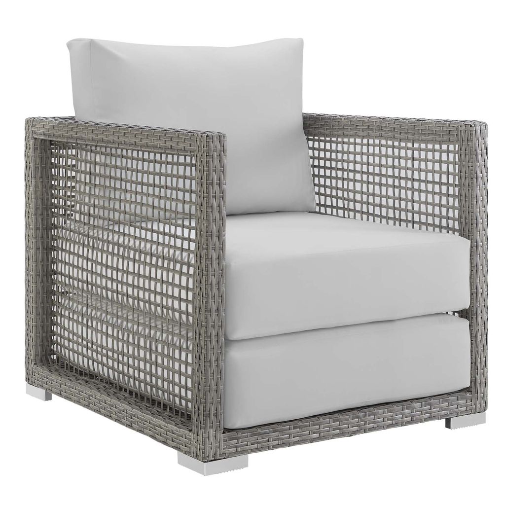 Aura Rattan Outdoor Patio Armchair, Gray White