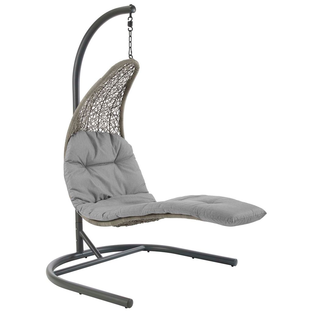 Preview image for Hanging Chaise Lounge Outdoor Patio Swing, Light Gray Gray, 67" X 51" X 79"