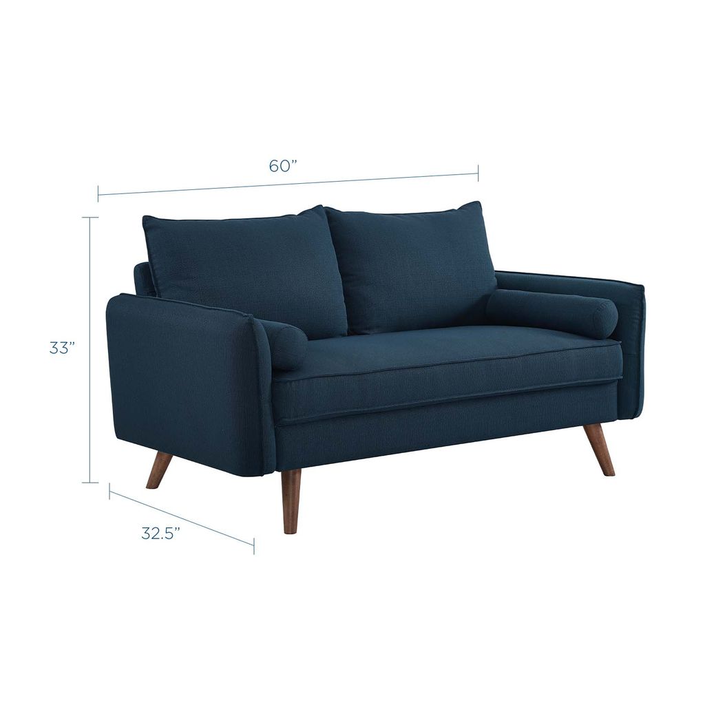 Revive Upholstered Fabric Loveseat In Azure
