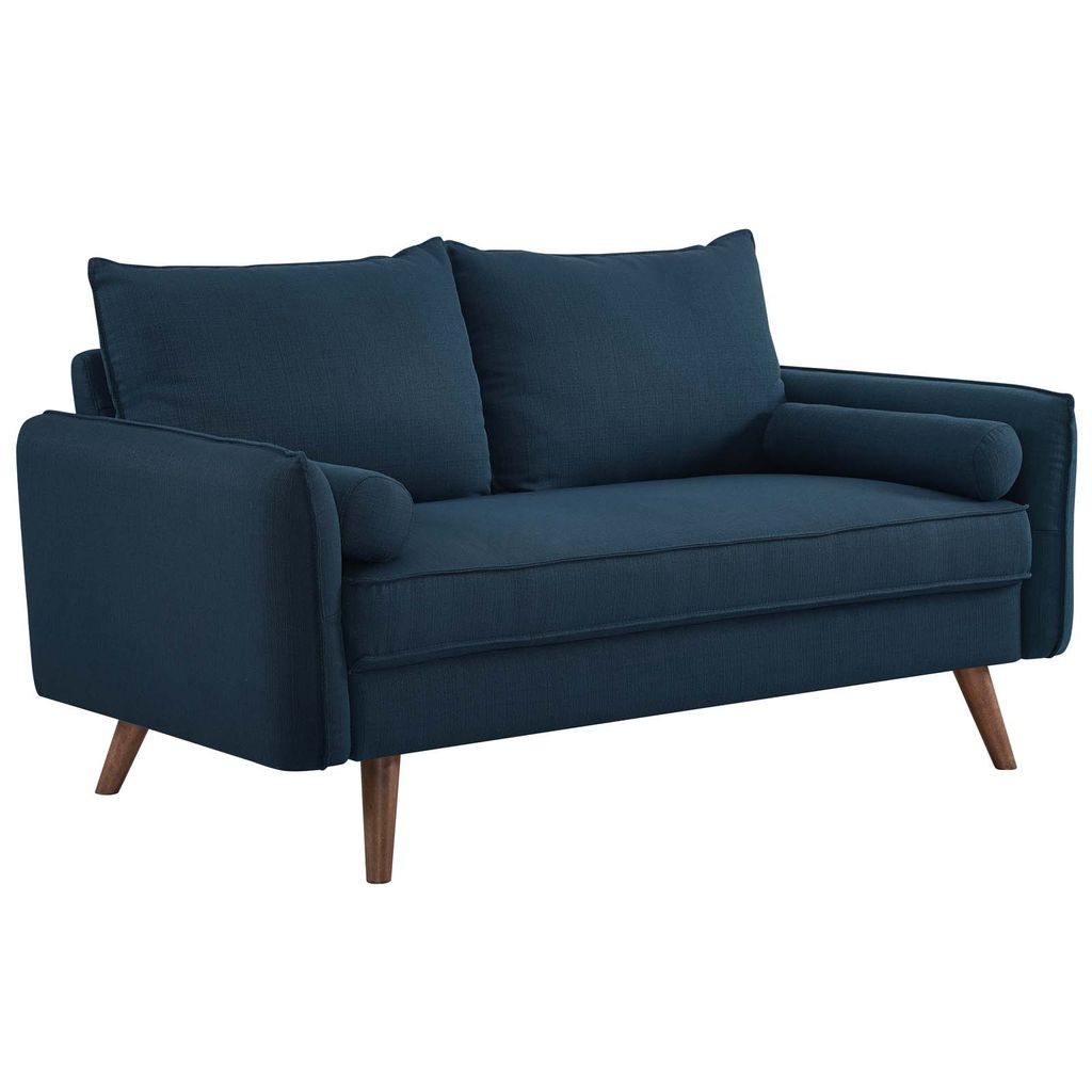 Revive Upholstered Fabric Loveseat In Azure