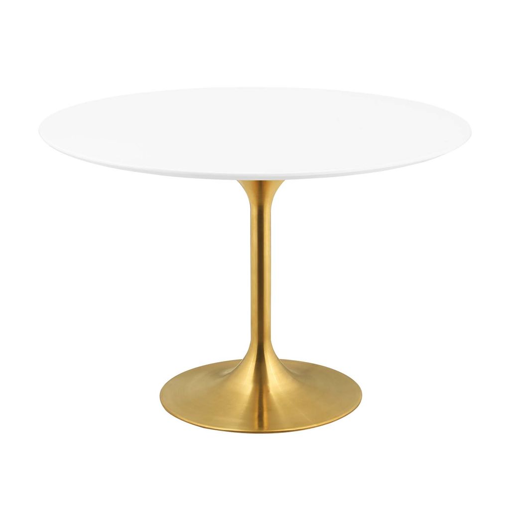Lippa 47" Round Wood Dining Table In Gold White