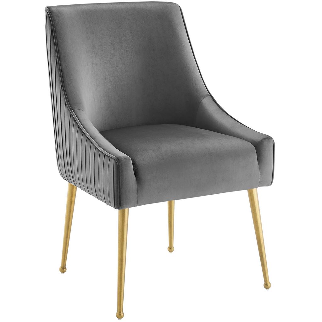 Preview image for Discern Pleated Back Upholstered Performance Velvet Dining Chair In Gray