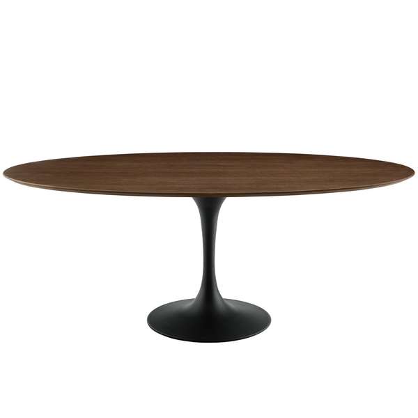 78" Oval Wood Dining Table In Black Walnut