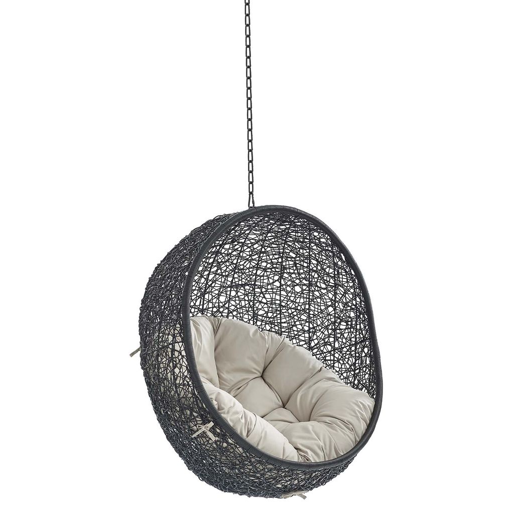 Preview image for Hanging Swing Outdoor Patio Lounge Chair, Black/Beige
