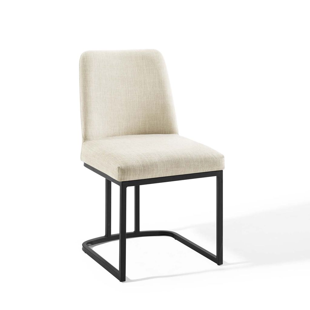 Preview image for Amplify Sled Base Upholstered Fabric Dining Side Chair In Black Beige