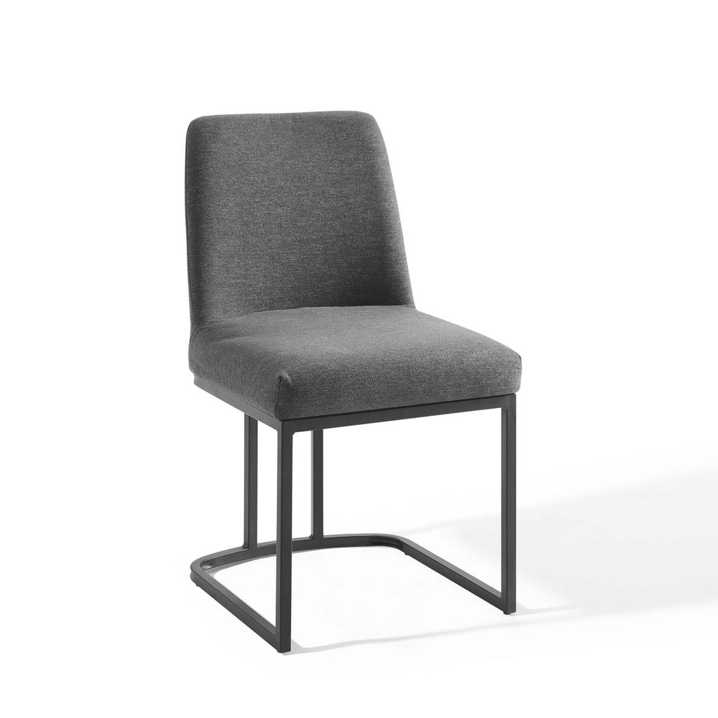 Preview image for Amplify Sled Base Upholstered Fabric Dining Side Chair In Black Charcoal
