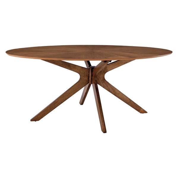 71" Oval Wood Dining Table In Walnut